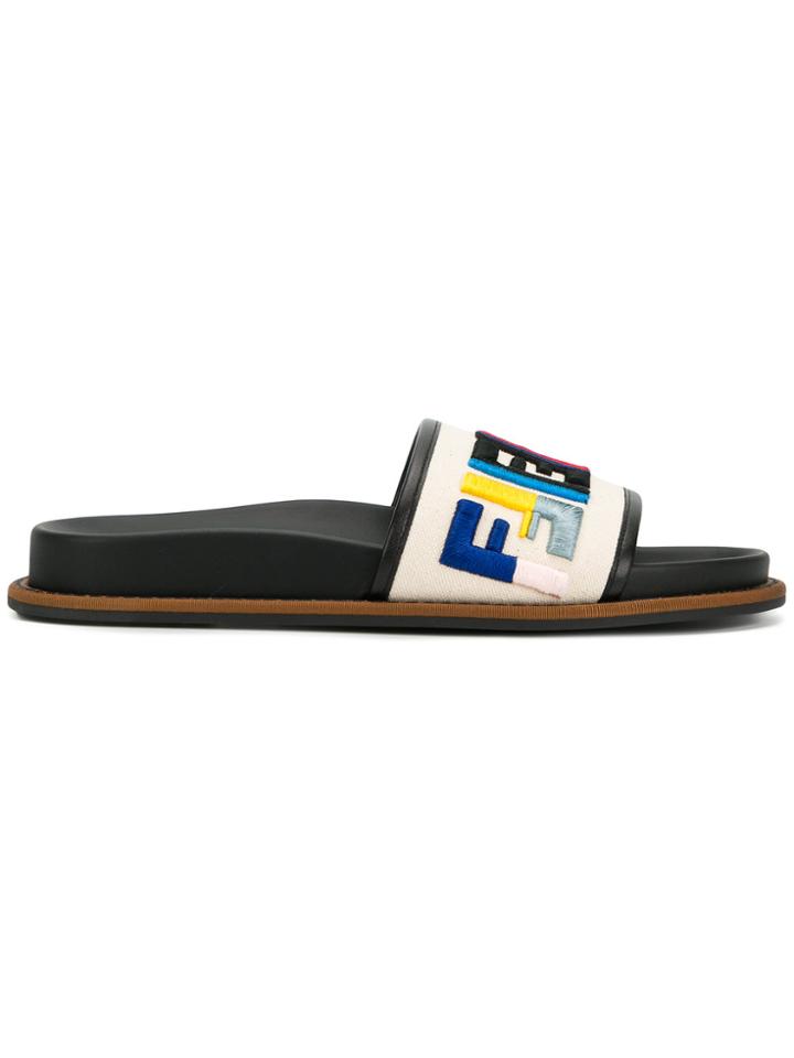 Fendi Embroidered Slides - Multicolour