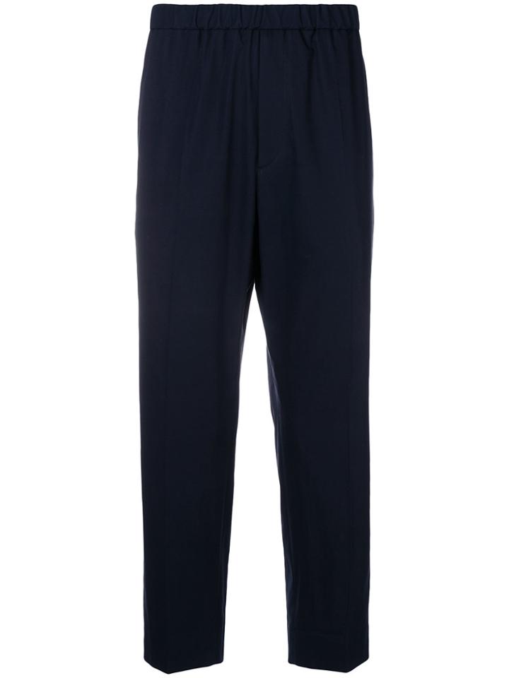 Jil Sander Cropped Dropped Crotch Trousers - Blue