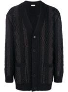 Valentino Microstud Cable Knit Cardigan - Black