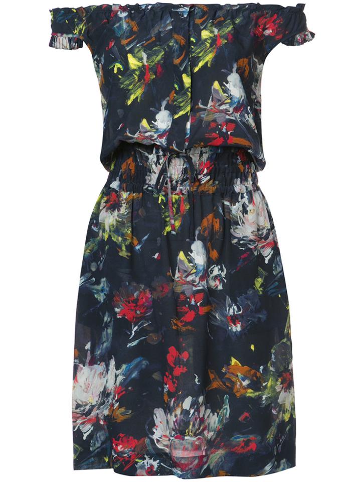 Tomas Maier Printed Off Shoulder Dress - Blue