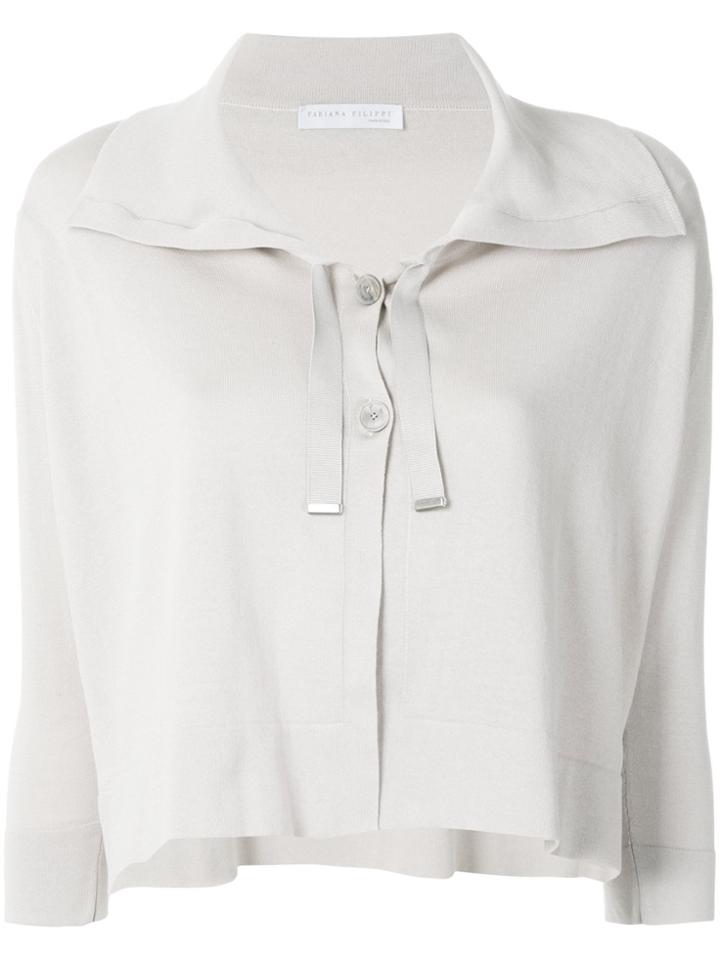 Fabiana Filippi Oversized Collar Cardigan - Nude & Neutrals