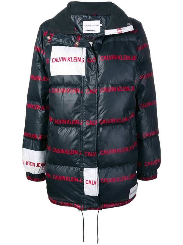 Calvin Klein Jeans All Over Logo Padded Jacket - Black