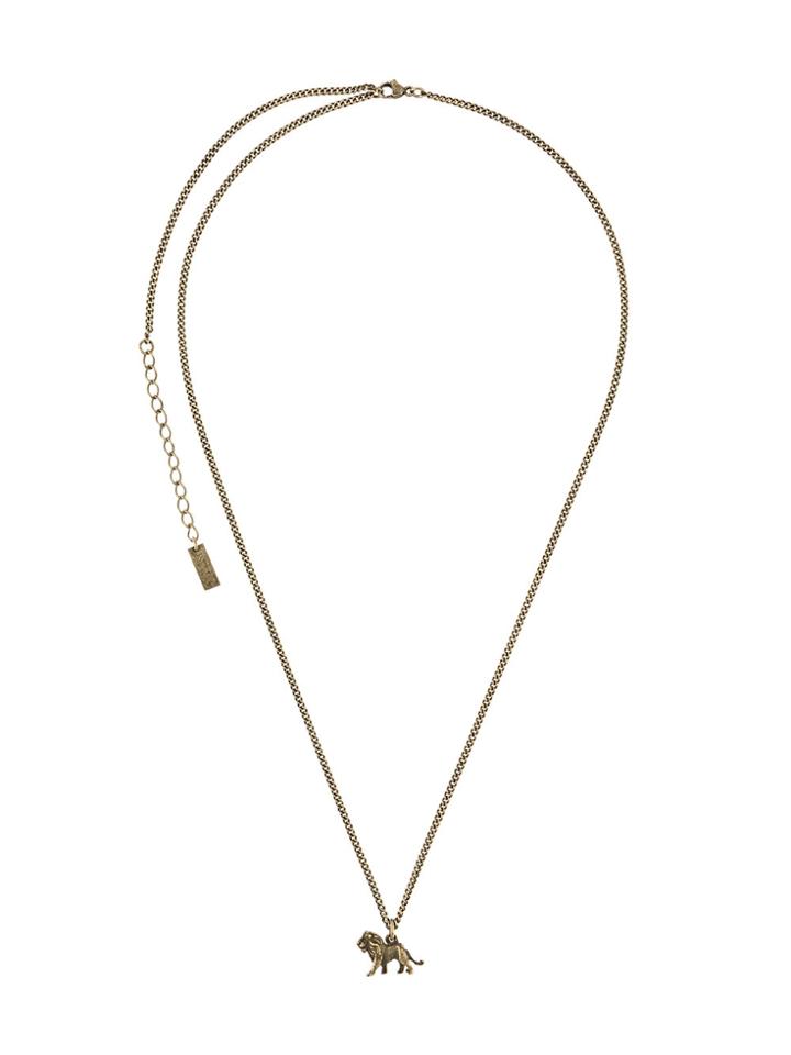 Saint Laurent Lion Pendant Necklace - Metallic