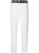 Msgm - Cropped Embellished Trousers - Women - Polyester/acetate/viscose - 42, White, Polyester/acetate/viscose