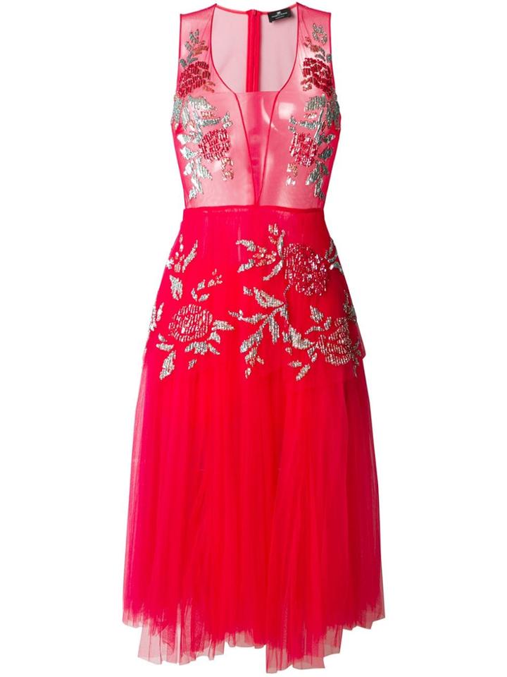 Elisabetta Franchi Sequin Embellished Tulle Dress - Pink