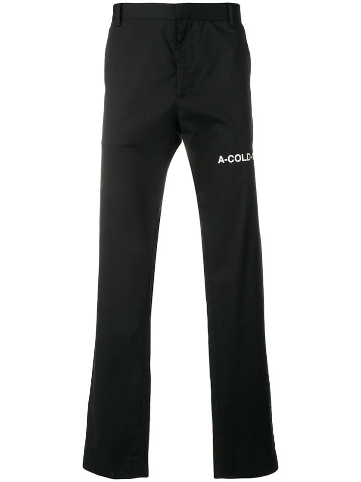 A-cold-wall* Logo Embroidered Straight Leg Trousers - Black