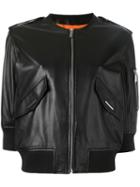 Barbara Bui Leather Bomber Jacket, Women's, Size: 36, Black, Cotton/lamb Skin/spandex/elastane
