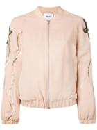 Blugirl - Sequin Embroidery Sleeve Bomber Jacket - Women - Polyester - 42, Pink/purple, Polyester