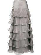Giorgio Armani Long Tiered Skirt - Grey
