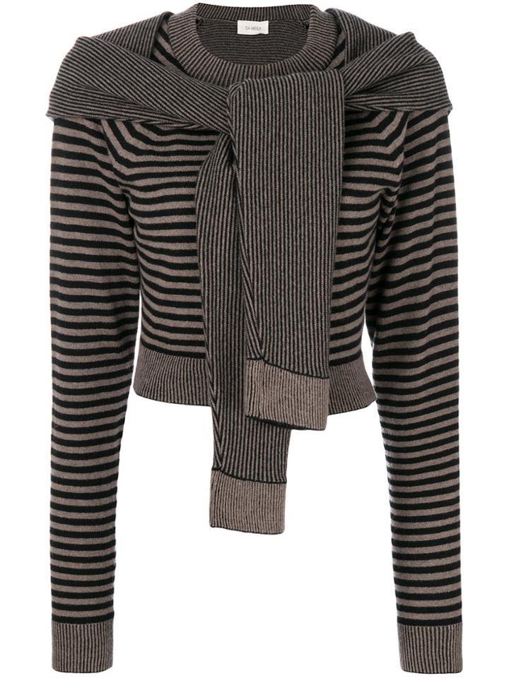 Isa Arfen Tie Detail Cropped Sweater - Brown