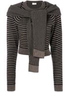Isa Arfen Tie Detail Cropped Sweater - Brown
