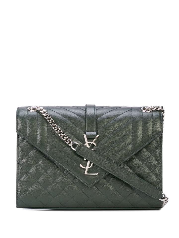 Saint Laurent Quilted Envelope Shoulder Bag - Green