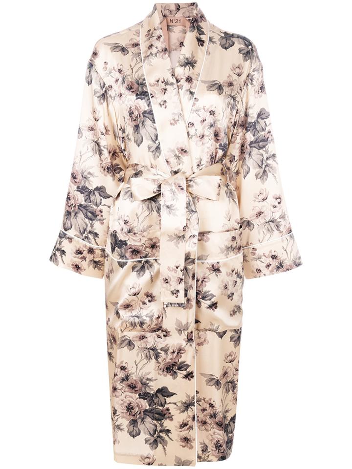 No21 Floral Wrap Coat - Nude & Neutrals