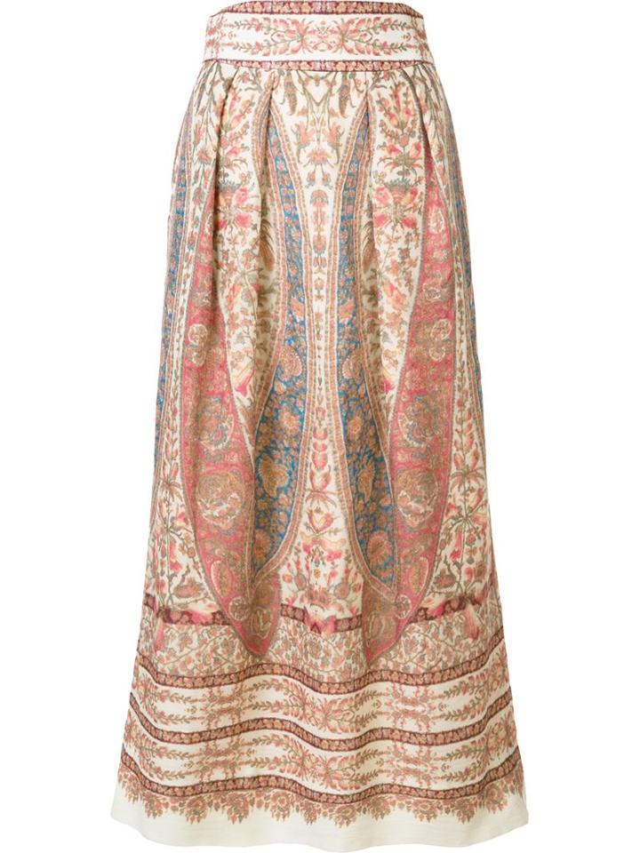 Vilshenko Printed Skirt, Women's, Size: 4, Nude/neutrals, Silk/wool