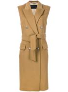 Barbara Bui Sleeveless Tied Double Breasted Coat - Nude & Neutrals