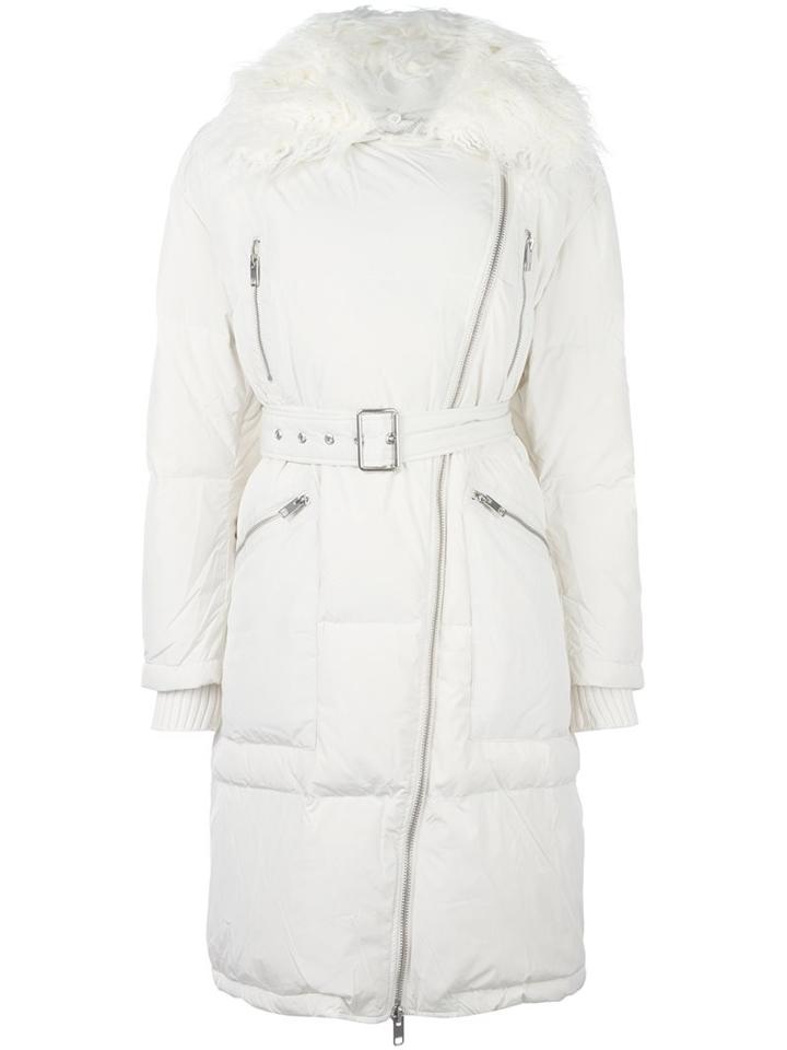 Diesel Fur Collar Zip Coat, Women's, Size: Xs, White, Feather Down/nylon/polyester