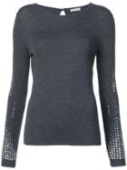 Oscar De La Renta Crystal-embellished Sweatshirt - Grey