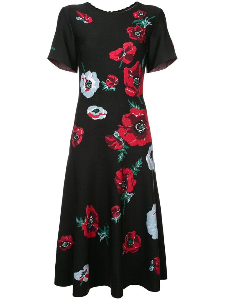 Carolina Herrera Floral Brocade Dress - Black