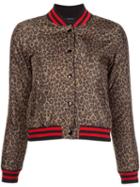 R13 Leopard Print Roadie Bomber Jacket, Women's, Size: S, Brown, Nylon/polyester