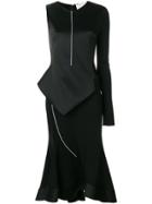 Esteban Cortazar Contrast Sleeve Peplum Dress - Black