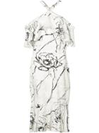 Christian Siriano - Floral Halterneck Dress - Women - Silk/viscose Crepe - 6, Women's, White, Silk/viscose Crepe