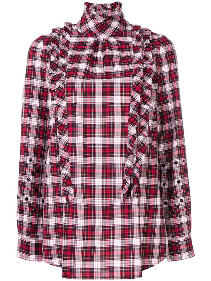 No21 - Checked Blouse With Stones - Women - Cotton/glass - 46, Black, Cotton/glass