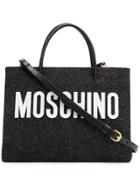 Moschino Medium Glitter Shopping Bag - Black