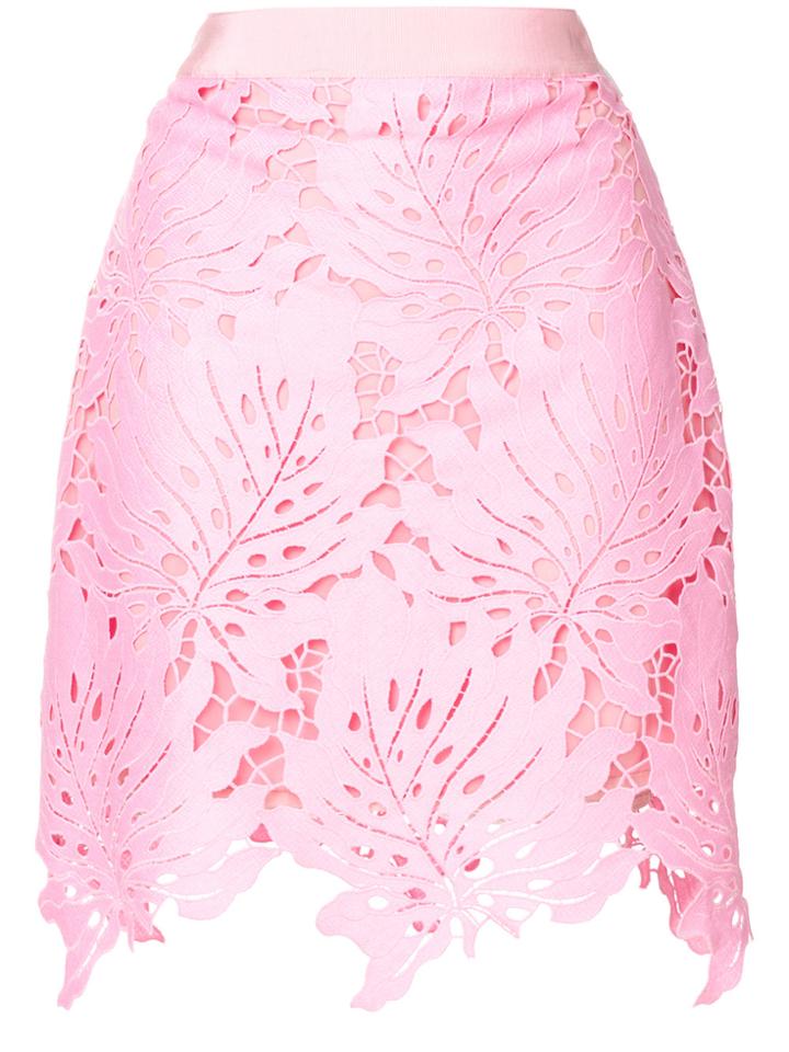 Msgm Leaf Patch Mini Skirt - Pink & Purple