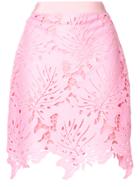 Msgm Leaf Patch Mini Skirt - Pink & Purple