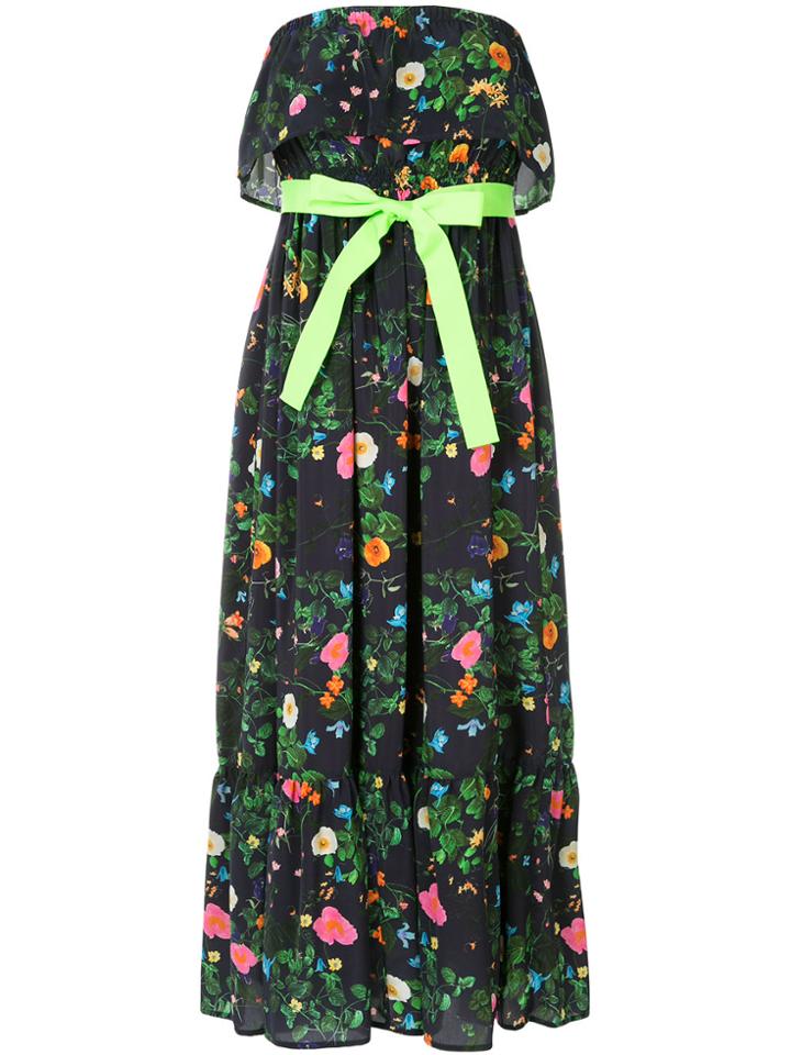 Han Ahn Soon Floral Print Strapless Dress - Blue