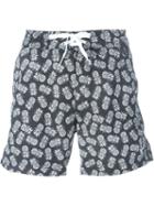 Woolrich Pineapple Print Swim Shorts, Men's, Size: Large, Blue, Nylon/polyester