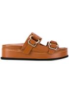 3.1 Phillip Lim Freida Double-buckle Platform Slide - Brown