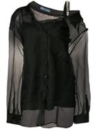 Prada Double Layer Silk Shirt - Black