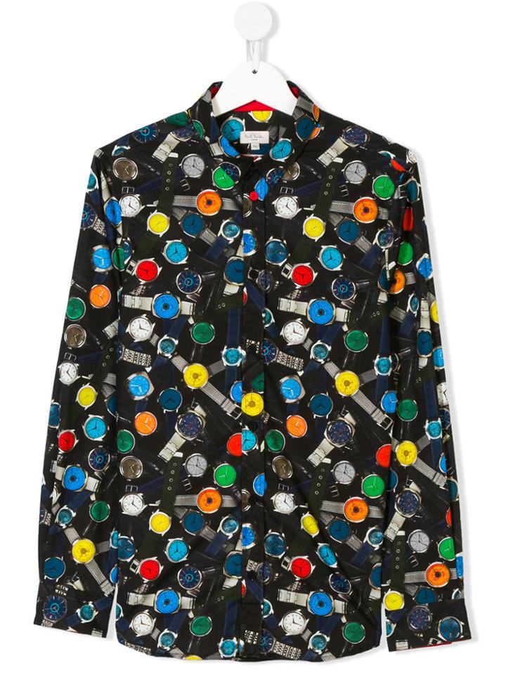 Paul Smith Junior Teen Watch-print Shirt - Black