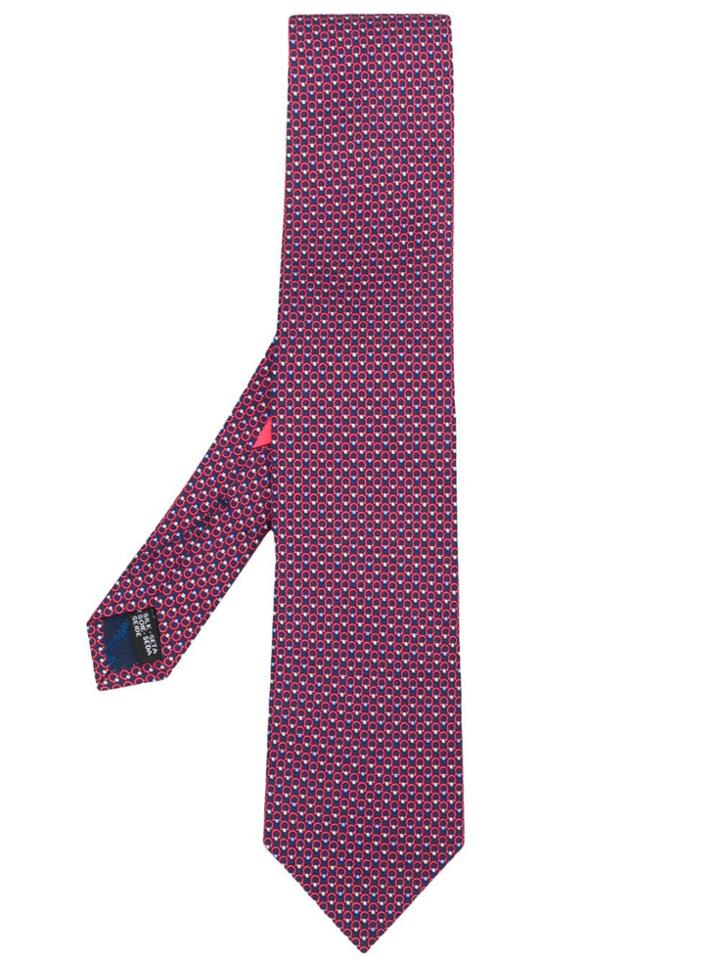 Salvatore Ferragamo Geometric-print Silk Tie - Blue
