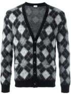 Saint Laurent Harlequin Knitted Cardigan, Men's, Size: Small, Black, Nylon/mohair/wool