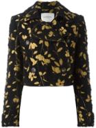 Lanvin Floral Embroidery Jacket, Women's, Size: 38, Black, Cotton/acrylic/polyamide/wool