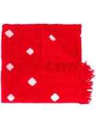 Suzusan Square Patterned Scarf, Women's, Red, Polyamide/alpaca