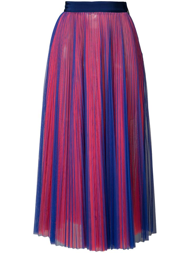 Msgm - Pleated Midi Skirt - Women - Polyester - 42, Brown, Polyester