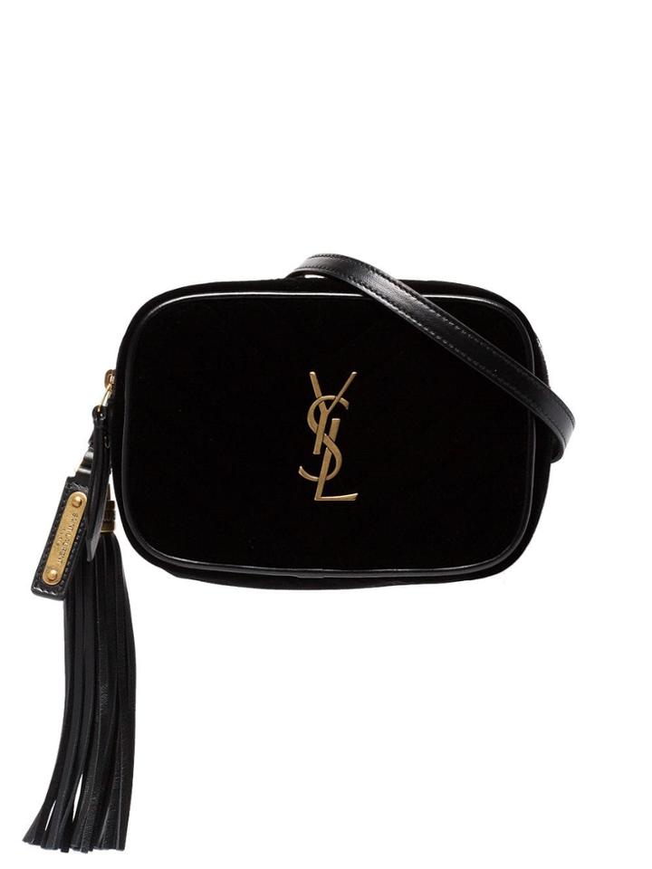 Saint Laurent Black Velvet Leather Lou Belt Bag