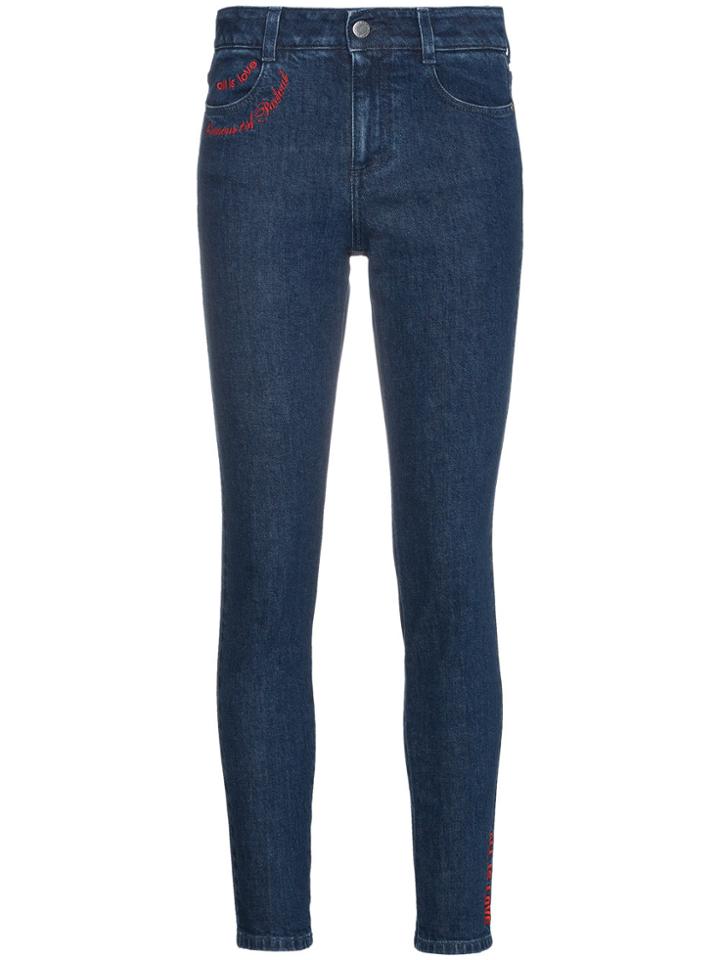Stella Mccartney All Is Love Embroidered Skinny Jeans - Blue