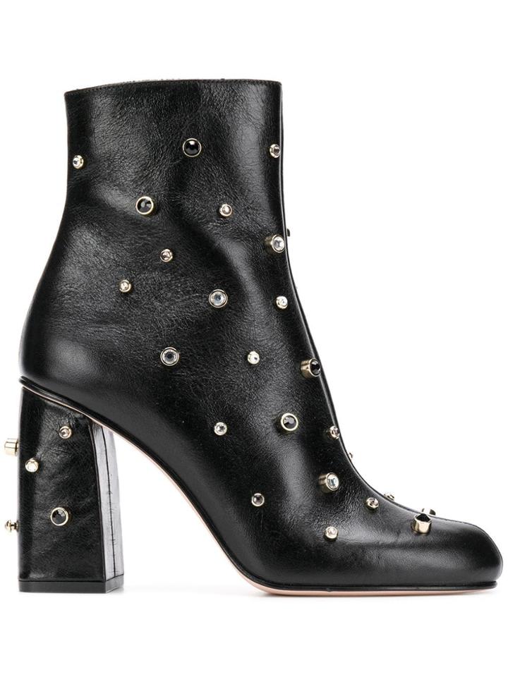Red Valentino Red(v) Embellished Booties - Black