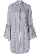 P.a.r.o.s.h. Flare Cuffed Striped Shirt Dress - Blue