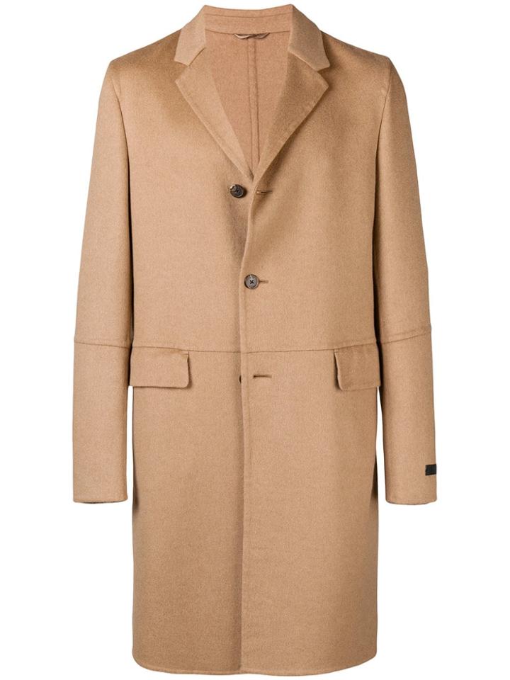 Prada Classic Single-breasted Coat - Nude & Neutrals