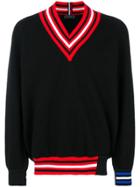 Tommy Hilfiger Contrast V-neck Jumper - Blue