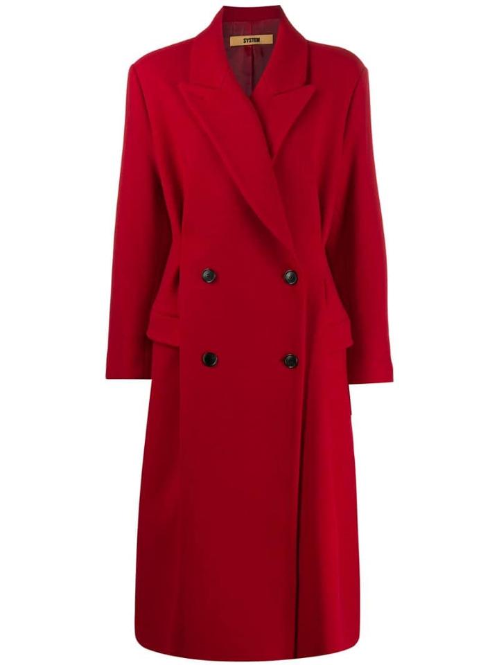 System Oversized Double-breasted Coat - Red