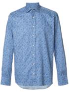 Etro Allover Geometric Print Shirt, Men's, Size: 38, Blue, Cotton