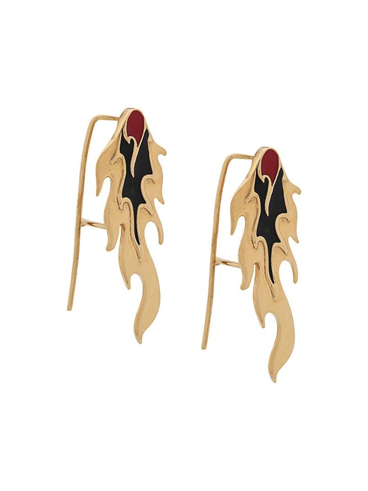 Alan Crocetti Enamelled Flame Earrings - Gold