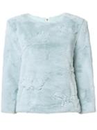 Maki Oh Faux Fur Camouflage Jumper, Women's, Size: Small, Blue, Polyester/acrylic