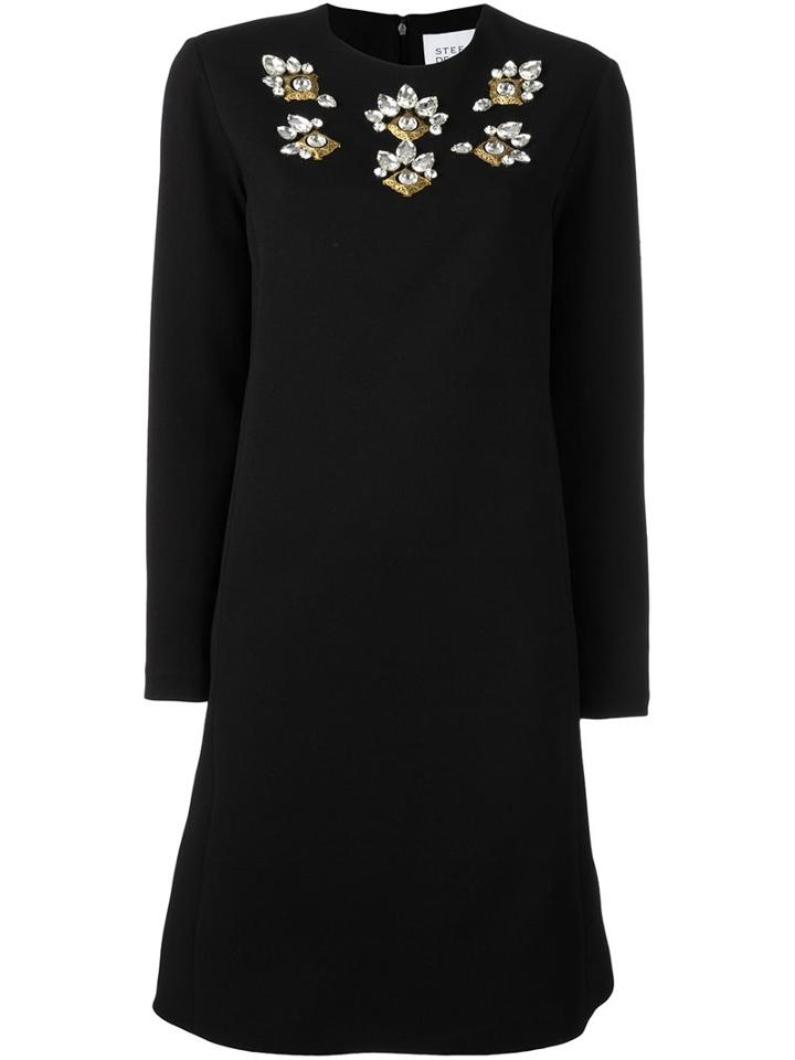 Stefano De Lellis Embellished Shift Dress, Women's, Size: 42, Black, Polyester/spandex/elastane
